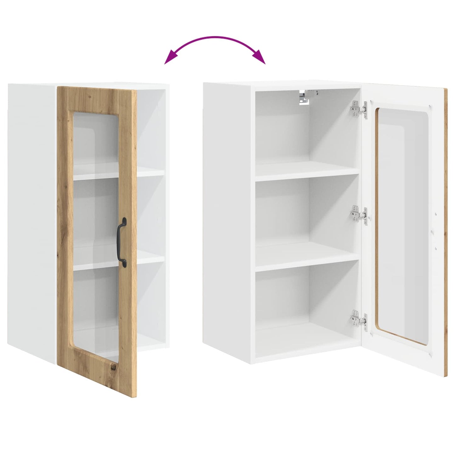 vidaXL Wall Glass Cabinet LUCCA Artisan Oak 40 x 31 x 80 cm
