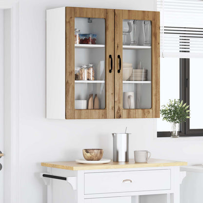 vidaXL Wall Glass Cabinet LUCCA 2 pcs Artisan Oak Engineered Wood
