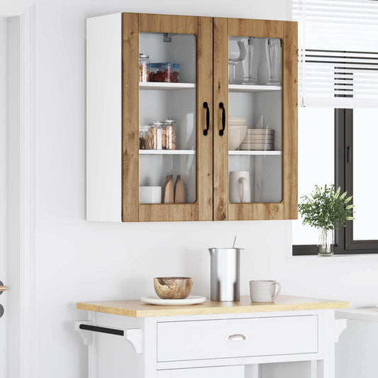 vidaXL Wall Glass Cabinet LUCCA 2 pcs Artisan Oak 40 x 31 x 80 cm