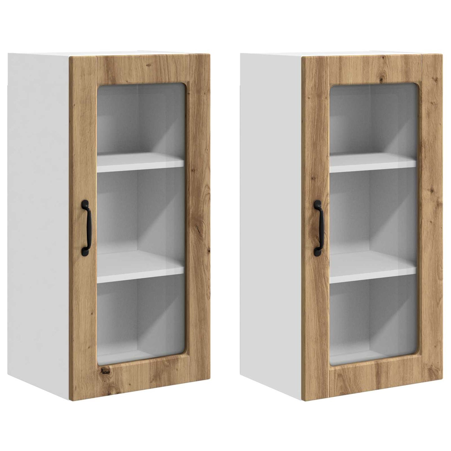 vidaXL Wall Glass Cabinet LUCCA 2 pcs Artisan Oak Engineered Wood