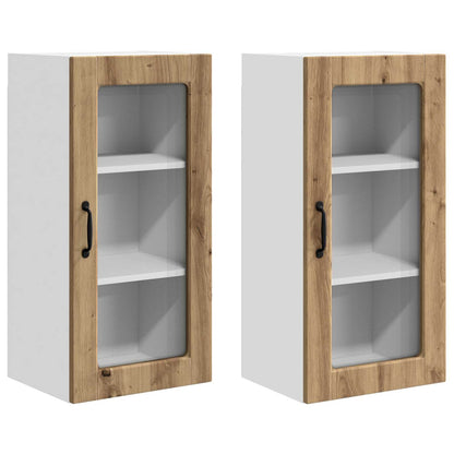 vidaXL Wall Glass Cabinet LUCCA 2 pcs Artisan Oak Engineered Wood