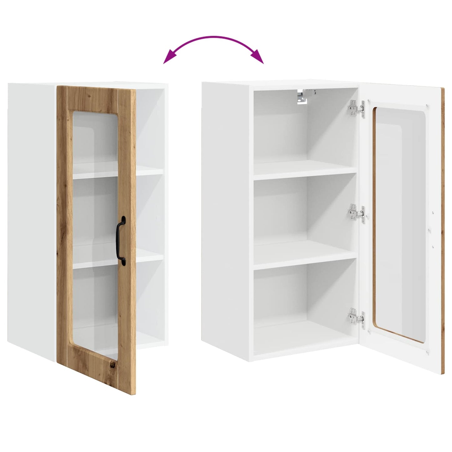 vidaXL Wall Glass Cabinet LUCCA 2 pcs Artisan Oak Engineered Wood