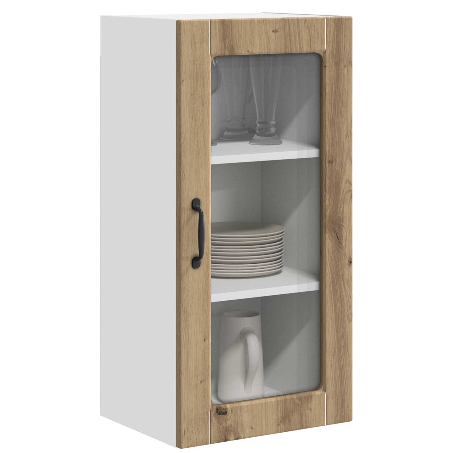 vidaXL Wall Glass Cabinet LUCCA 2 pcs Artisan Oak Engineered Wood