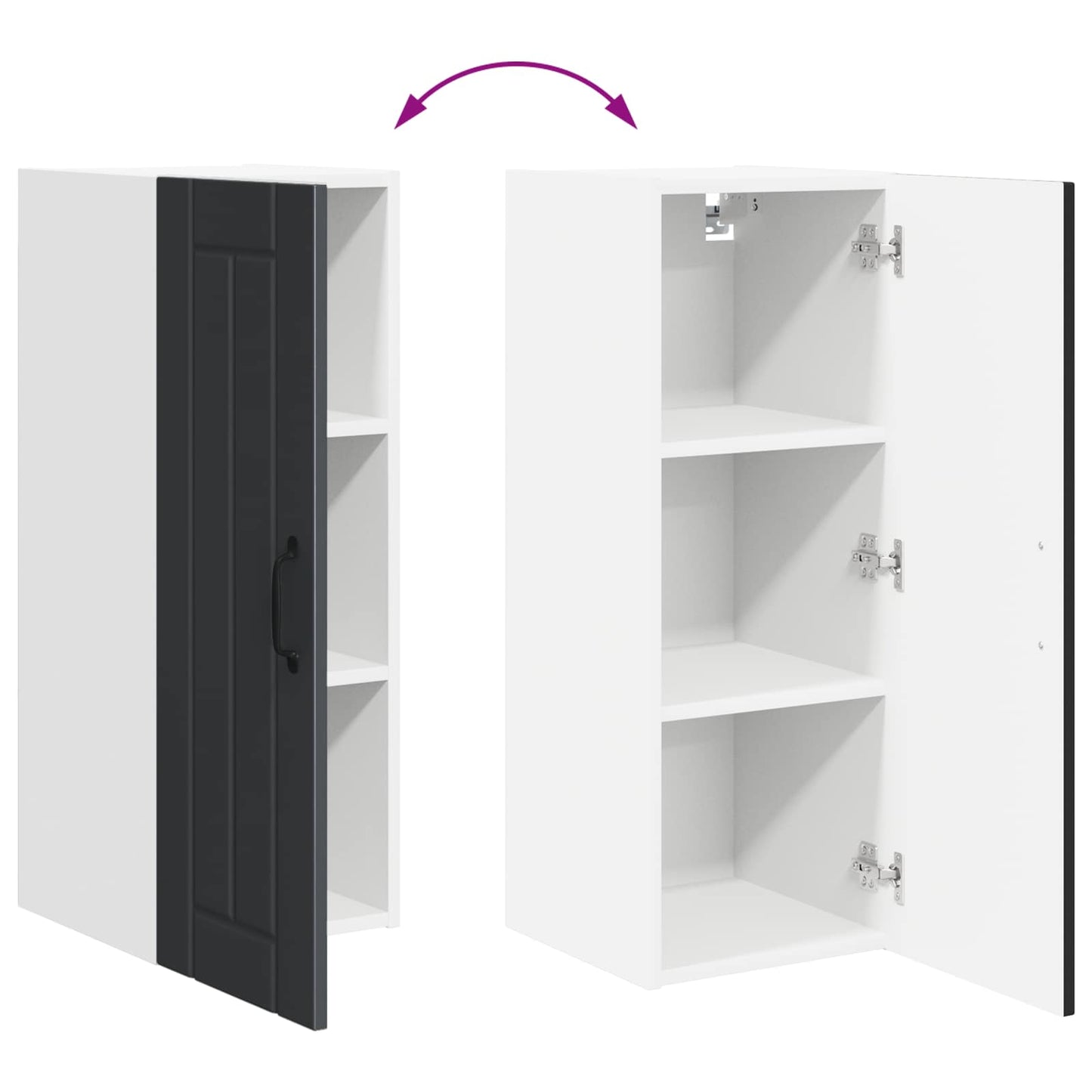 vidaXL Wall Cabinet LUCCA Black 30 x 31 x 80 cm Engineered Wood
