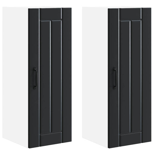 vidaXL Wall Cabinet LUCCA 2 pcs Black 30 x 31 x 80 cm Engineered Wood