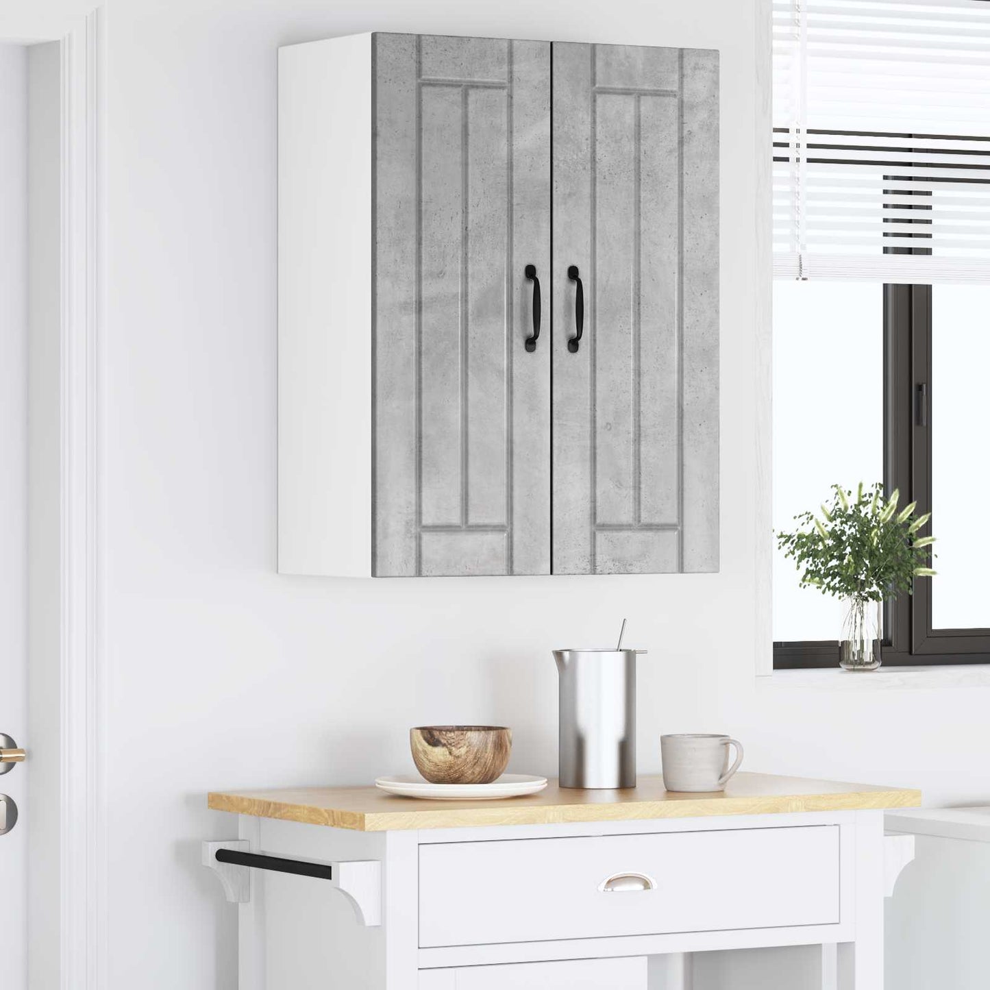 vidaXL Wall Cabinet LUCCA 2 pcs Concrete Grey 30 x 31 x 80 cm