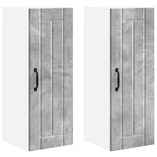 vidaXL Wall Cabinet LUCCA 2 pcs Concrete Grey 30 x 31 x 80 cm