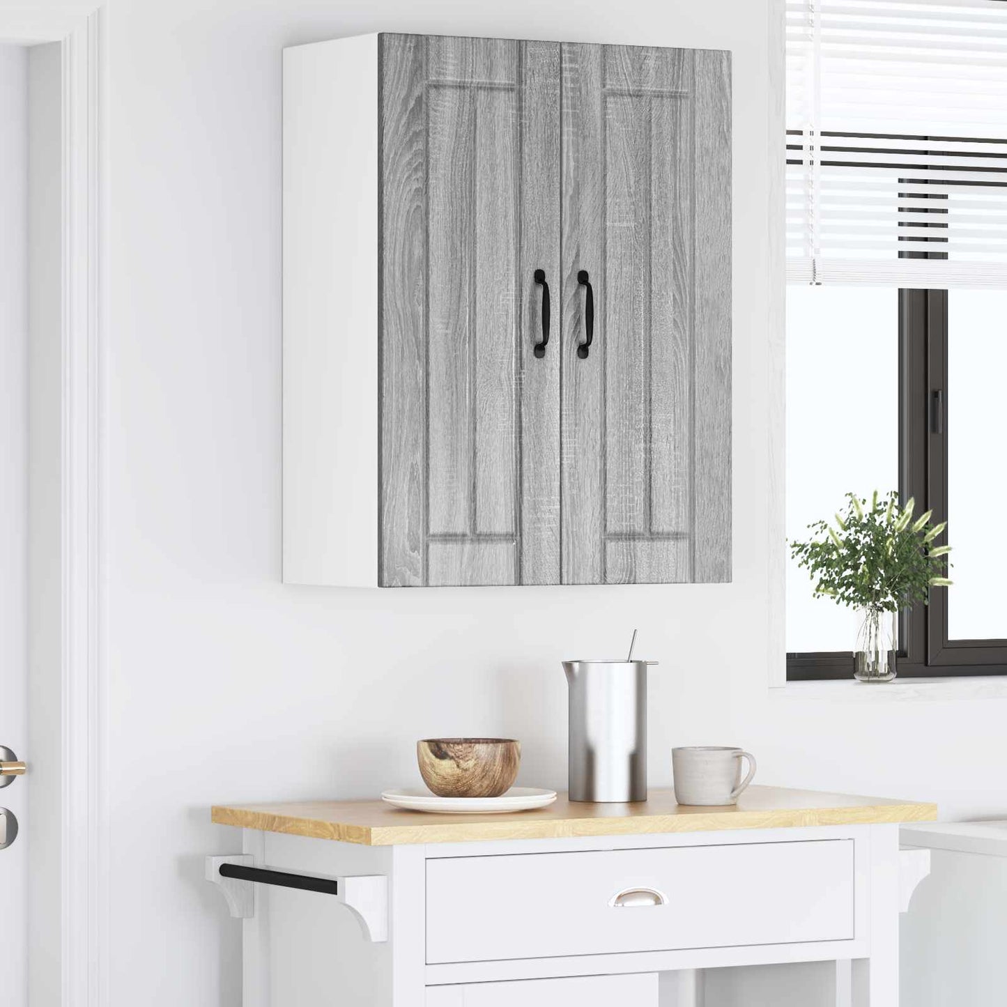 vidaXL Wall Cabinet LUCCA 2 pcs Grey Sonoma 30 x 31 x 80 cm
