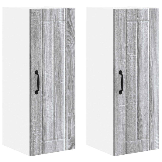 vidaXL Wall Cabinet LUCCA 2 pcs Grey Sonoma 30 x 31 x 80 cm