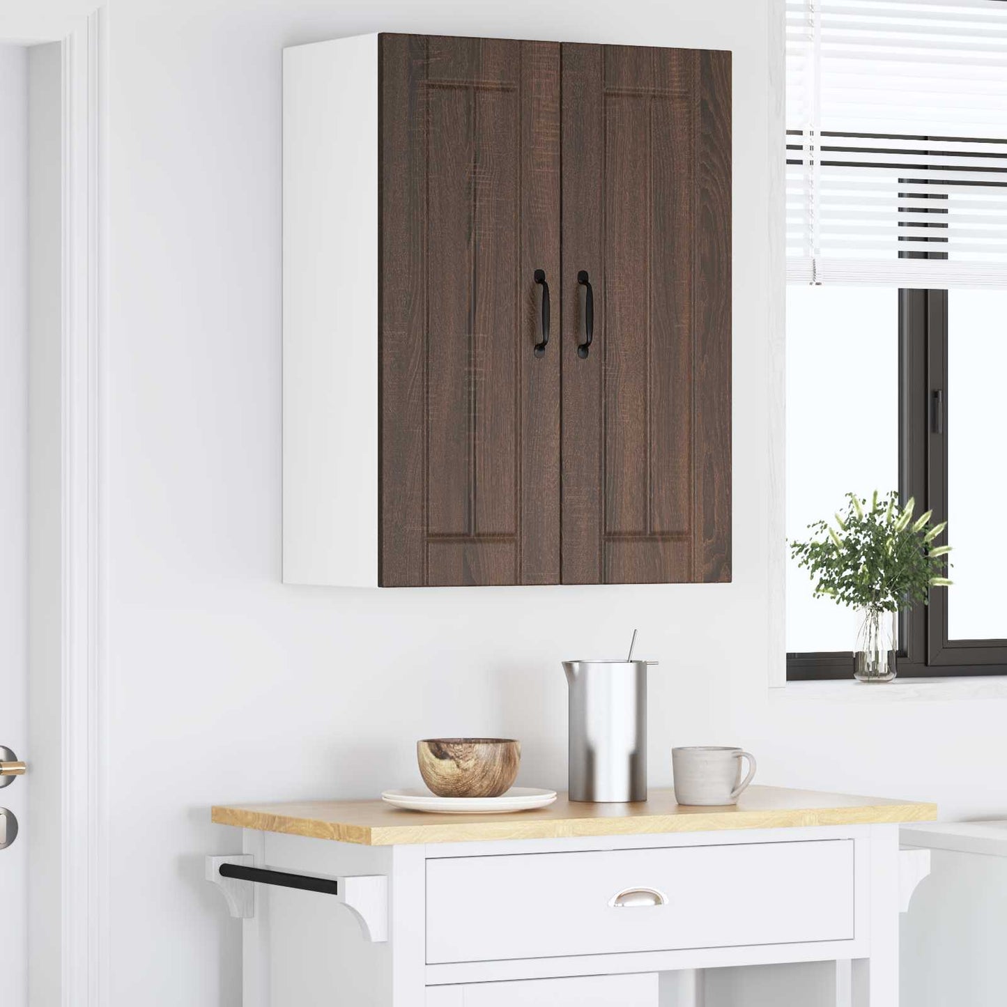 vidaXL Wall Cabinet LUCCA 2 pcs Brown Oak 30 x 31 x 80 cm
