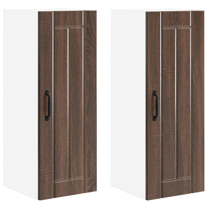 vidaXL Wall Cabinet LUCCA 2 pcs Brown Oak 30 x 31 x 80 cm