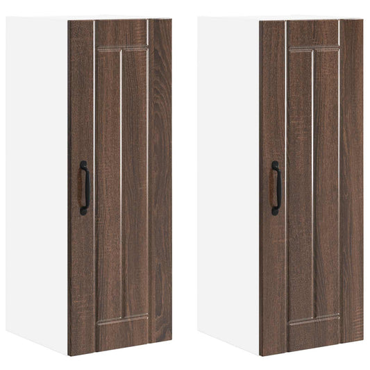 vidaXL Wall Cabinet LUCCA 2 pcs Brown Oak 30 x 31 x 80 cm