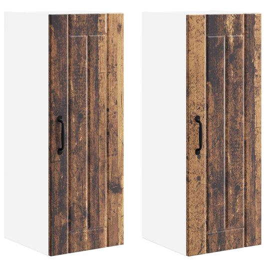 vidaXL Wall Cabinet LUCCA 2 pcs Old Wood 30 x 31 x 80 cm