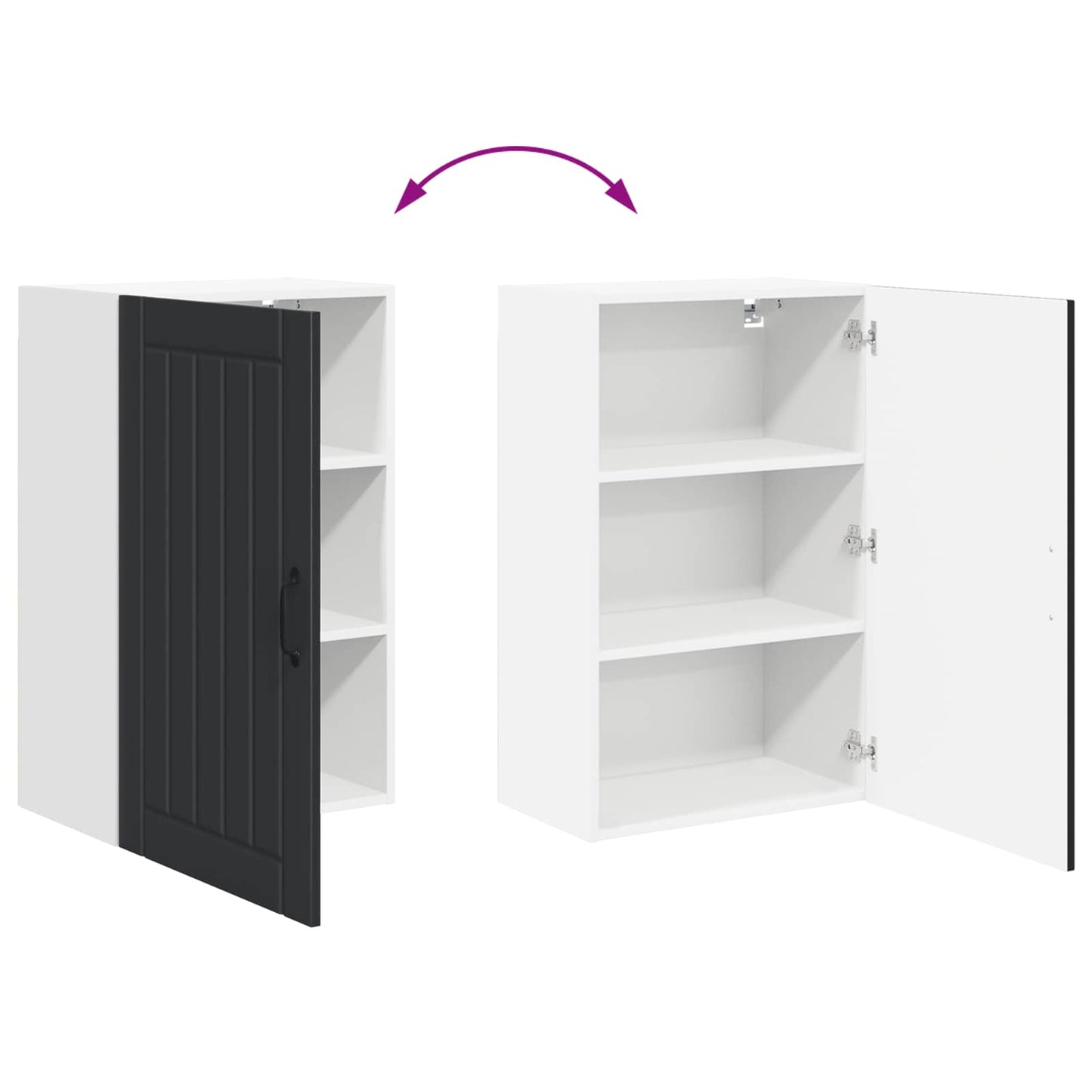 vidaXL Wall Cabinet LUCCA Black 50 x 31 x 80 cm Engineered Wood