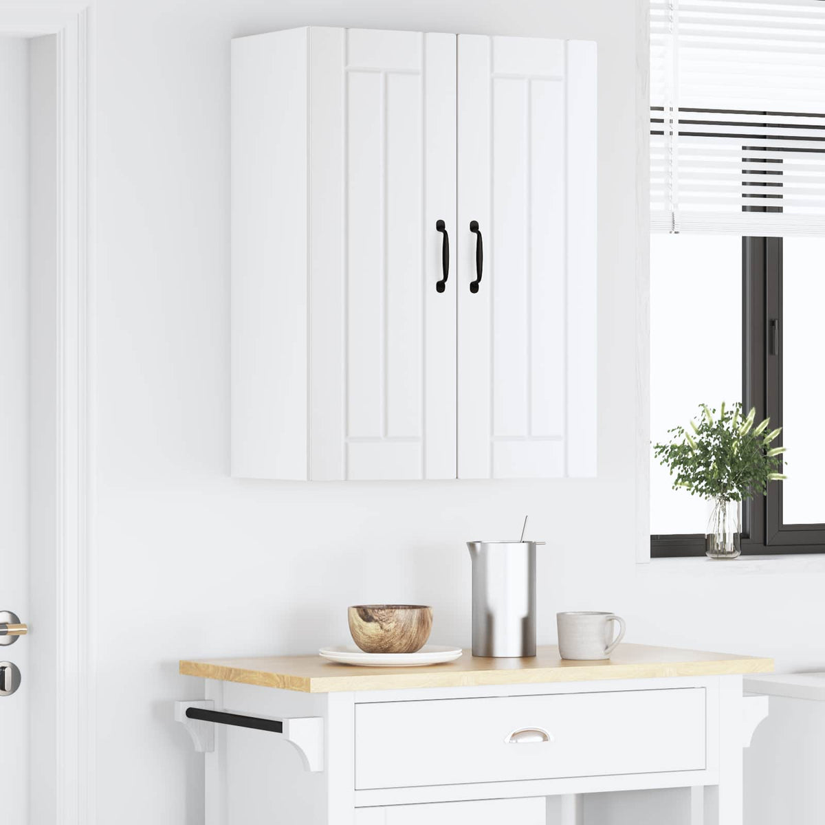 vidaXL Wall Glass Cabinet LUCCA White 60 x 31 x 80 cm Engineered Wood