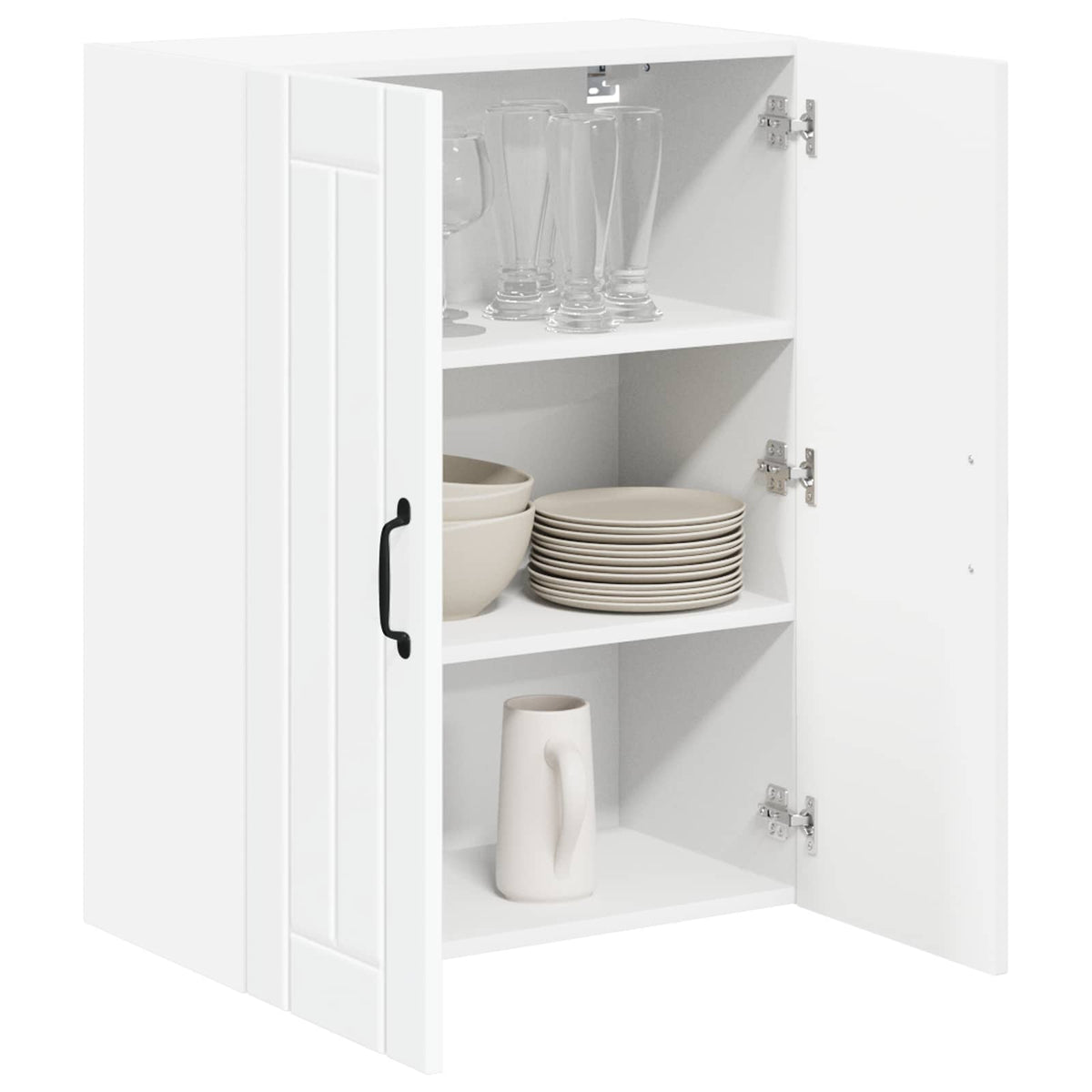 vidaXL Wall Glass Cabinet LUCCA White 60 x 31 x 80 cm Engineered Wood