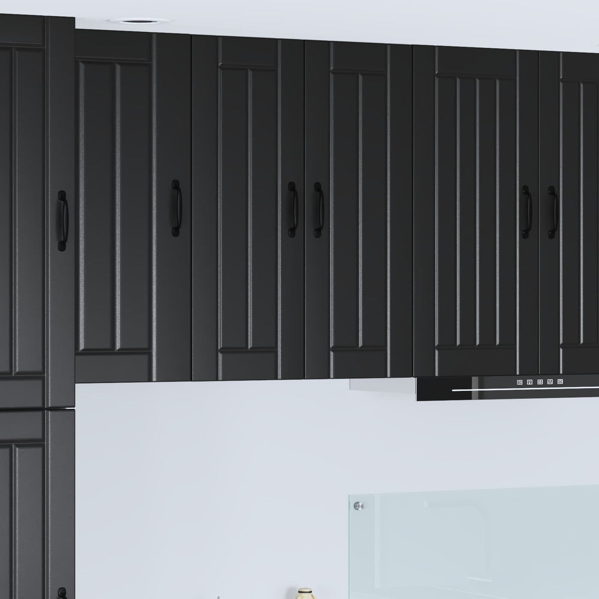 vidaXL Wall Glass Cabinet LUCCA Black 60 x 31 x 80 cm Engineered Wood