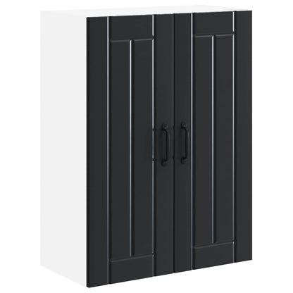 vidaXL Wall Glass Cabinet LUCCA Black 60 x 31 x 80 cm Engineered Wood