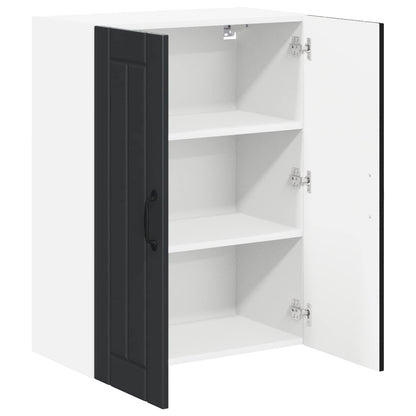 vidaXL Wall Glass Cabinet LUCCA Black 60 x 31 x 80 cm Engineered Wood