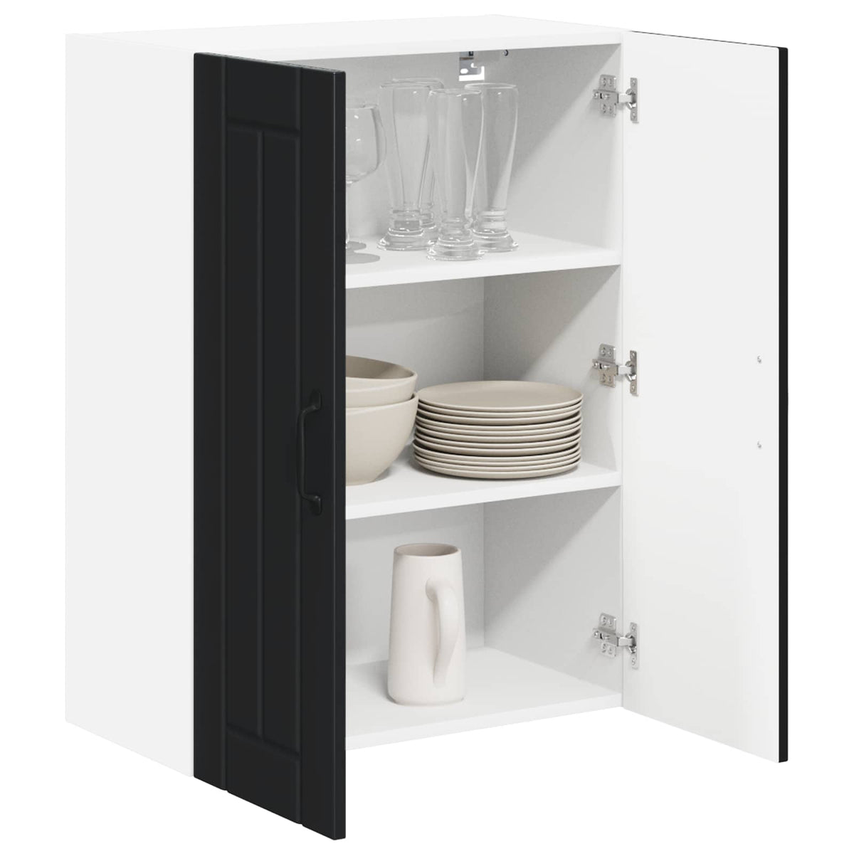 vidaXL Wall Glass Cabinet LUCCA Black 60 x 31 x 80 cm Engineered Wood