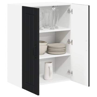 vidaXL Wall Glass Cabinet LUCCA Black 60 x 31 x 80 cm Engineered Wood