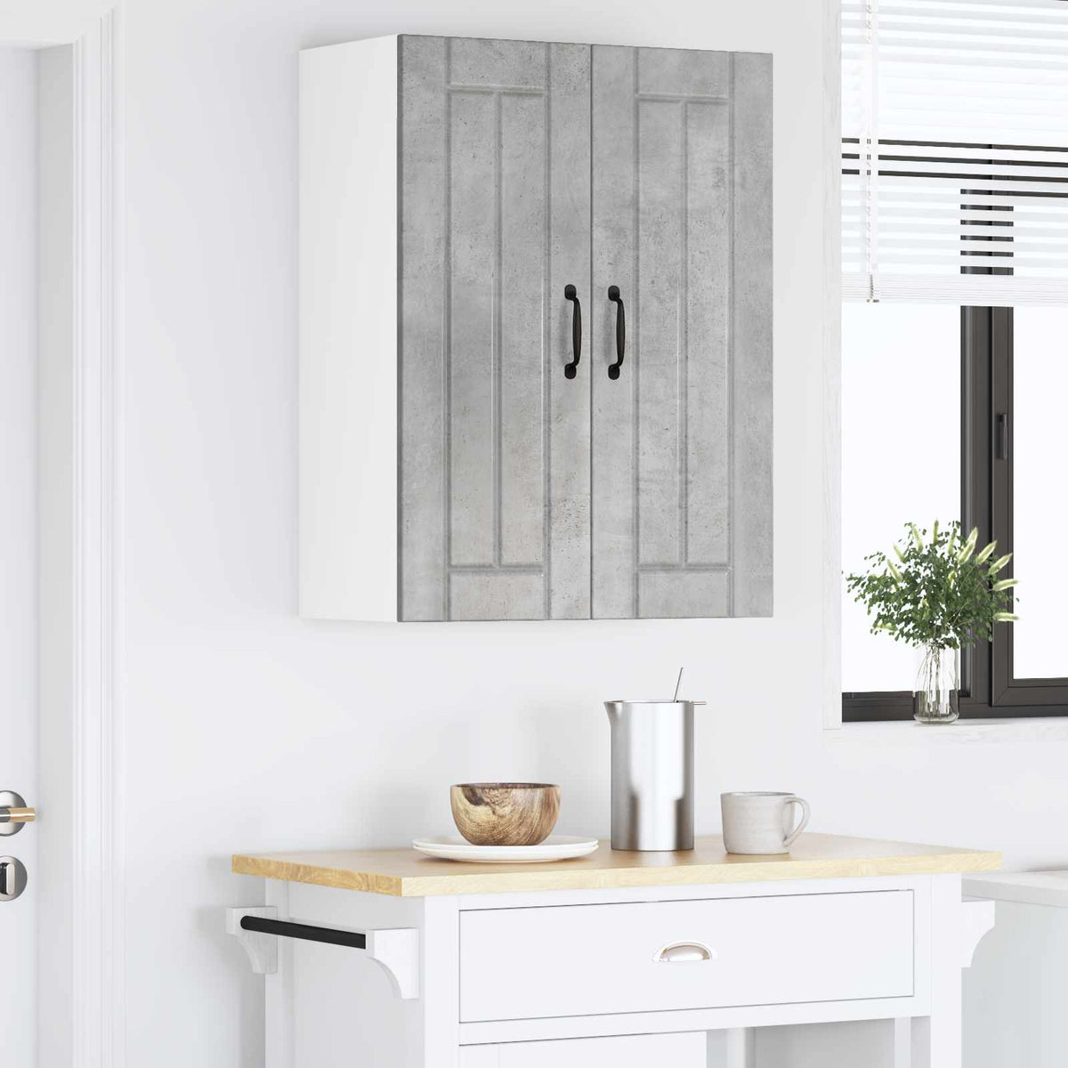 vidaXL Wall Glass Cabinet LUCCA Concrete Grey 60 x 31 x 80 cm