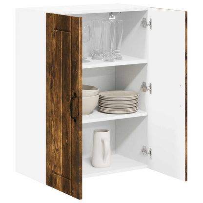 vidaXL Wall Glass Cabinet LUCCA Smoked Oak 60 x 31 x 80 cm
