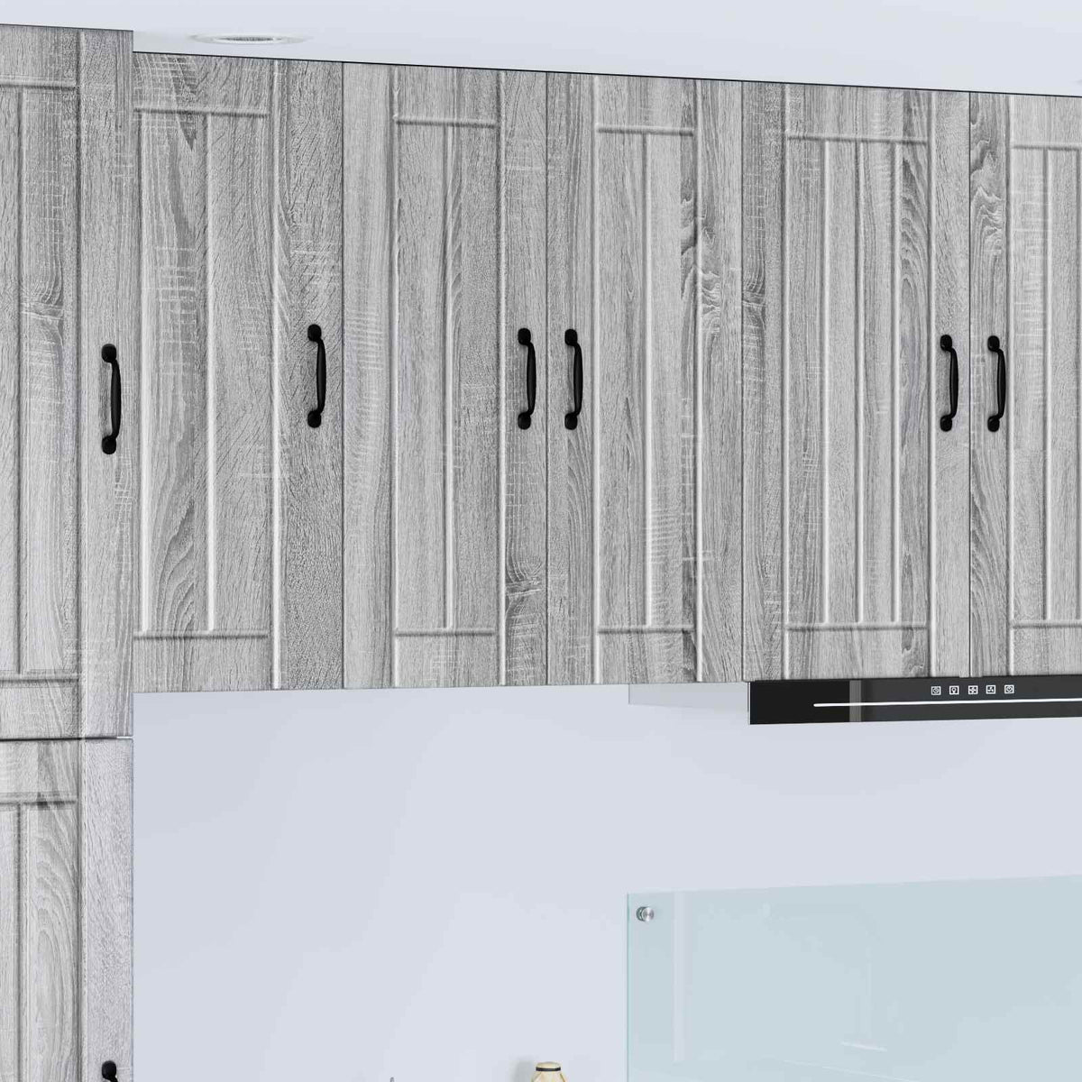 vidaXL Wall Glass Cabinet LUCCA Grey Sonoma 60 x 31 x 80 cm
