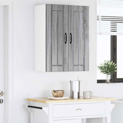 vidaXL Wall Glass Cabinet LUCCA Grey Sonoma 60 x 31 x 80 cm