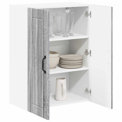 vidaXL Wall Glass Cabinet LUCCA Grey Sonoma 60 x 31 x 80 cm
