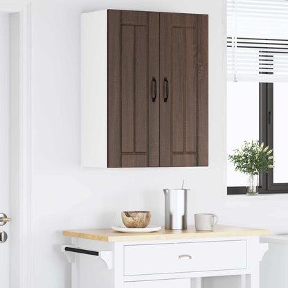vidaXL Wall Glass Cabinet LUCCA Brown Oak 60 x 31 x 80 cm