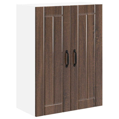 vidaXL Wall Glass Cabinet LUCCA Brown Oak 60 x 31 x 80 cm