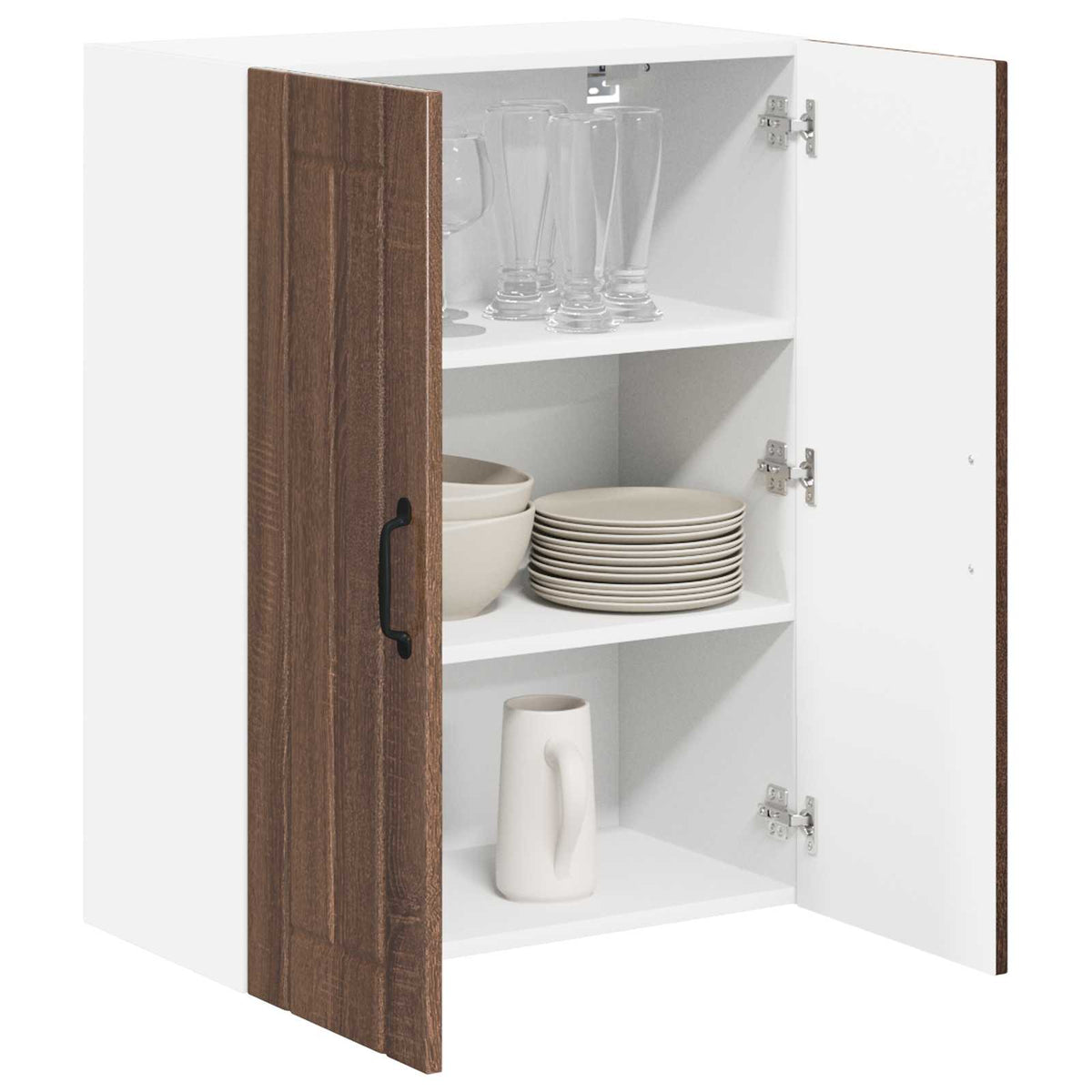 vidaXL Wall Glass Cabinet LUCCA Brown Oak 60 x 31 x 80 cm