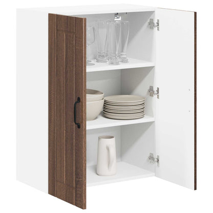 vidaXL Wall Glass Cabinet LUCCA Brown Oak 60 x 31 x 80 cm