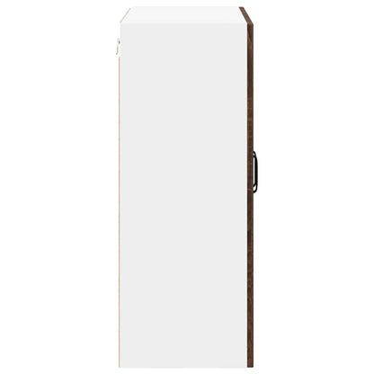 vidaXL Wall Glass Cabinet LUCCA Brown Oak 60 x 31 x 80 cm