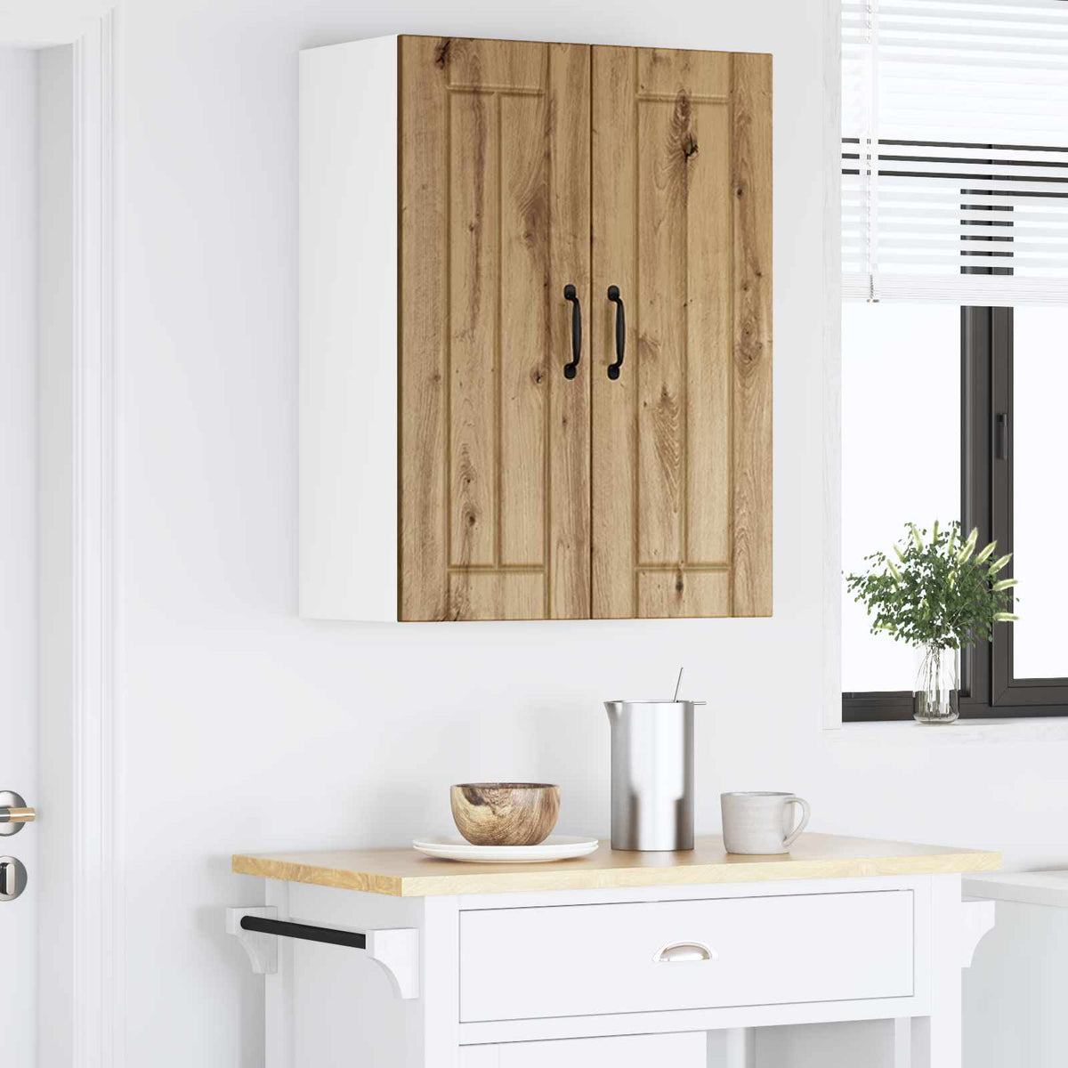vidaXL Wall Glass Cabinet LUCCA Artisan Oak 60 x 31 x 80 cm