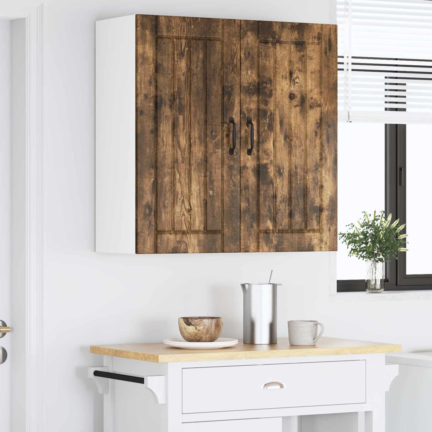 vidaXL Wall Cabinet LUCCA Smoked Oak 80 x 31 x 80 cm Engineered Wood