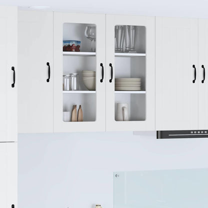 vidaXL Wall Glass Cabinet LUCCA White 80 x 31 x 80 cm Engineered Wood