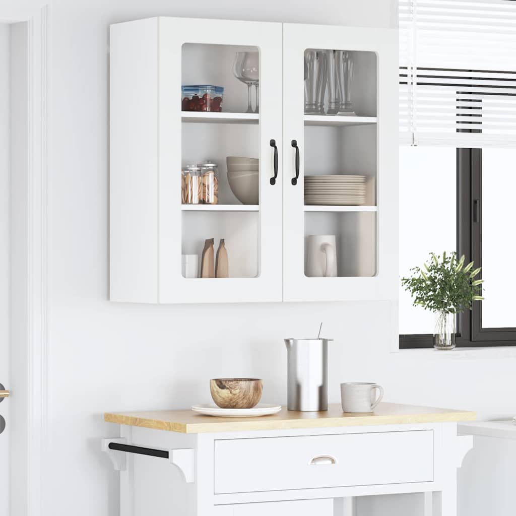 vidaXL Wall Glass Cabinet LUCCA White 80 x 31 x 80 cm Engineered Wood
