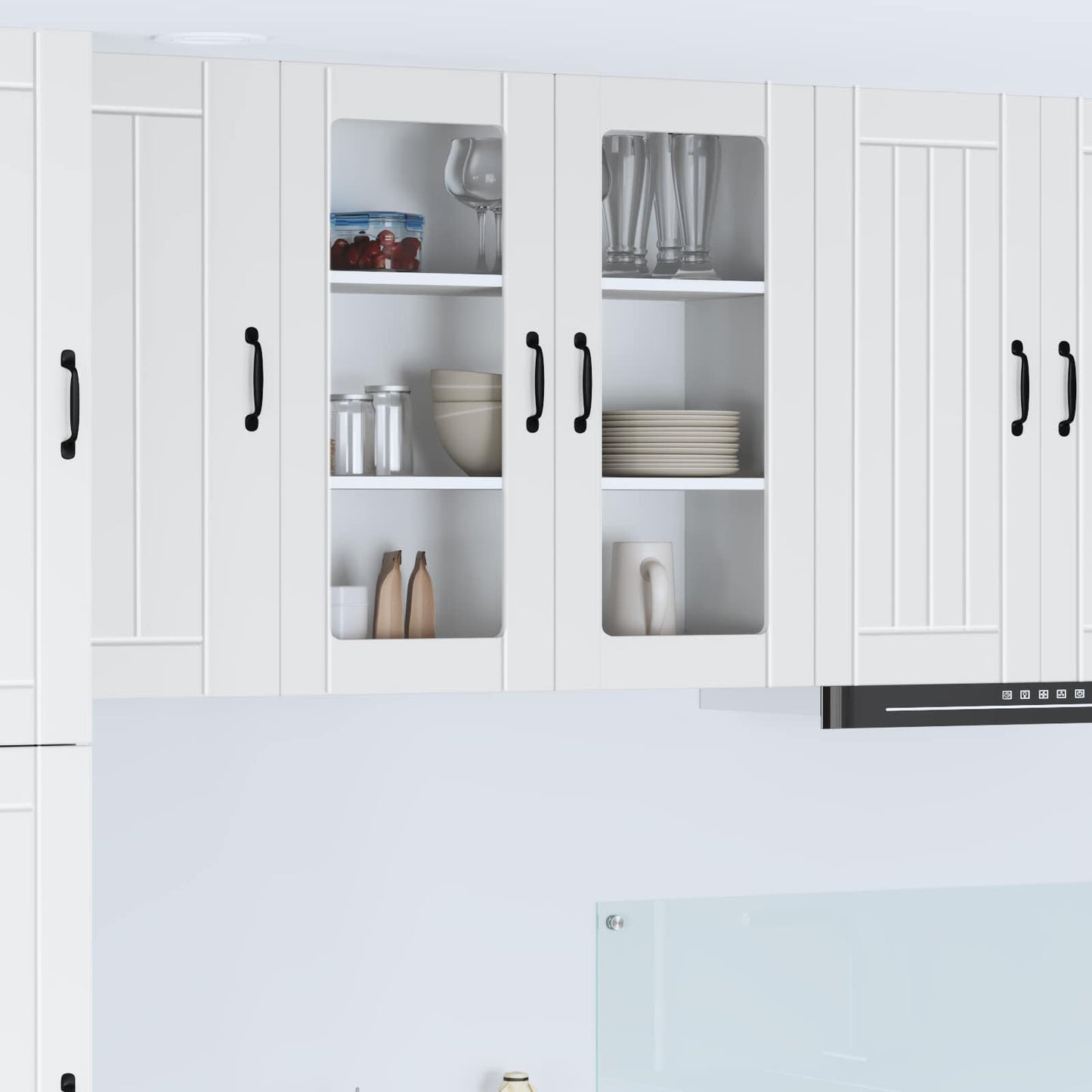 vidaXL Wall Glass Cabinet LUCCA White 80 x 31 x 80 cm Engineered Wood