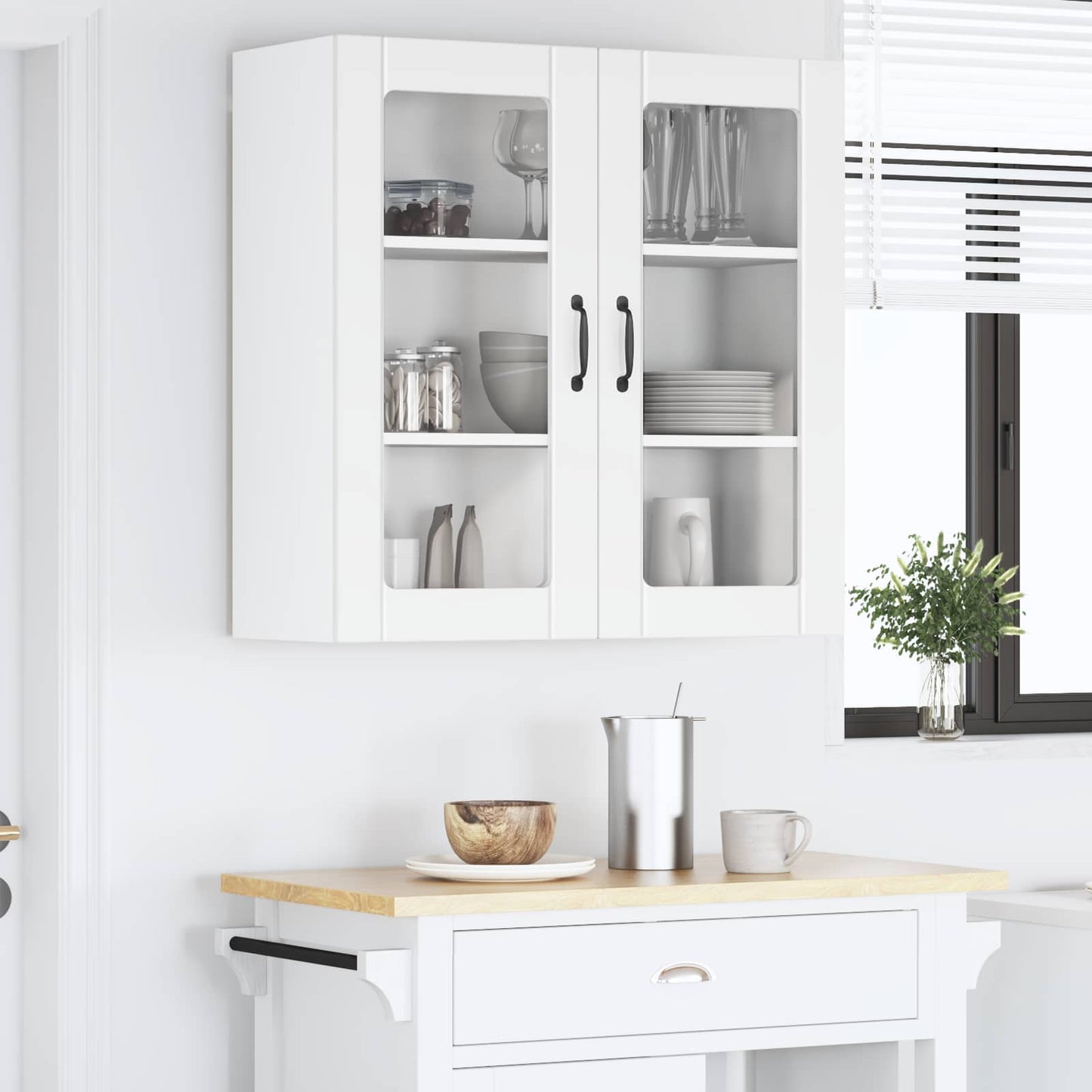 vidaXL Wall Glass Cabinet LUCCA White 80 x 31 x 80 cm Engineered Wood