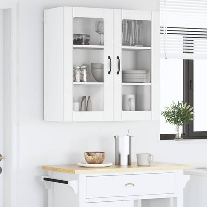 vidaXL Wall Glass Cabinet LUCCA White 80 x 31 x 80 cm Engineered Wood