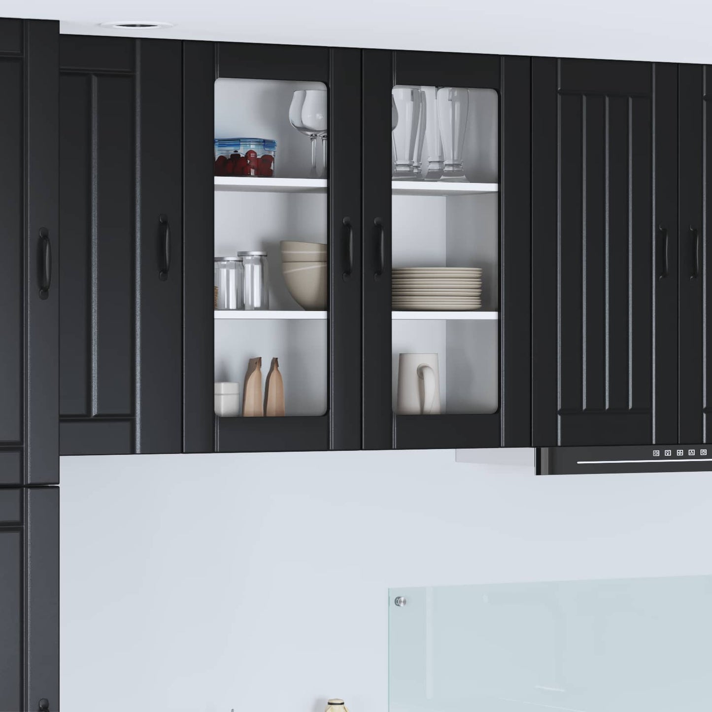 vidaXL Wall Glass Cabinet LUCCA Black 80 x 31 x 80 cm Engineered Wood