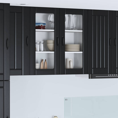 vidaXL Wall Glass Cabinet LUCCA Black 80 x 31 x 80 cm Engineered Wood