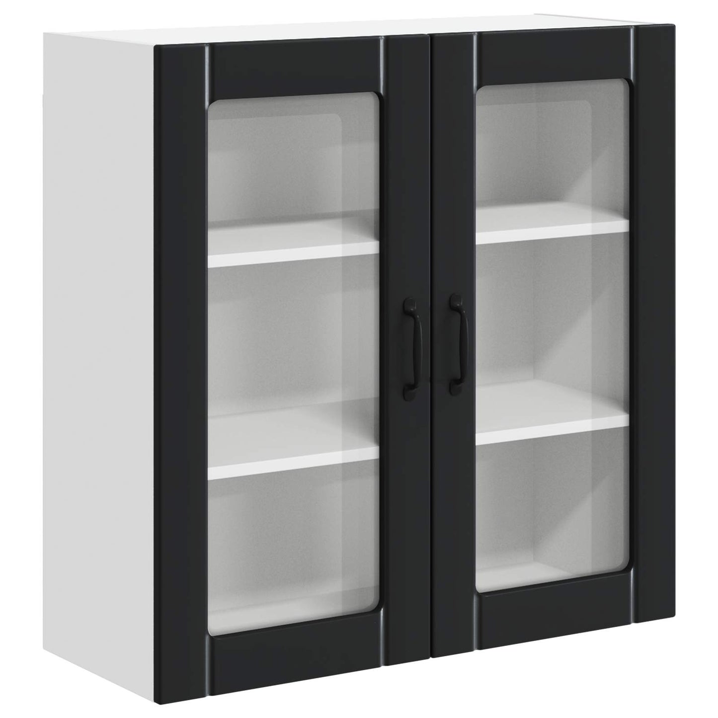 vidaXL Wall Glass Cabinet LUCCA Black 80 x 31 x 80 cm Engineered Wood
