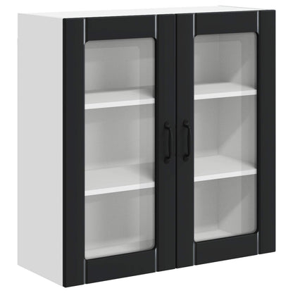 vidaXL Wall Glass Cabinet LUCCA Black 80 x 31 x 80 cm Engineered Wood