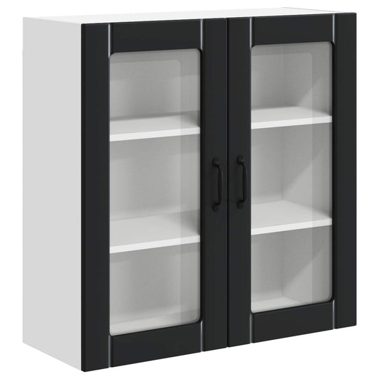vidaXL Wall Glass Cabinet LUCCA Black 80 x 31 x 80 cm Engineered Wood