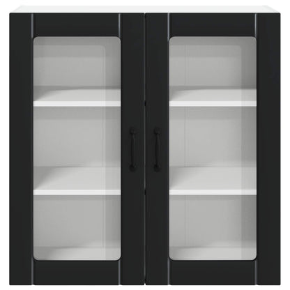 vidaXL Wall Glass Cabinet LUCCA Black 80 x 31 x 80 cm Engineered Wood