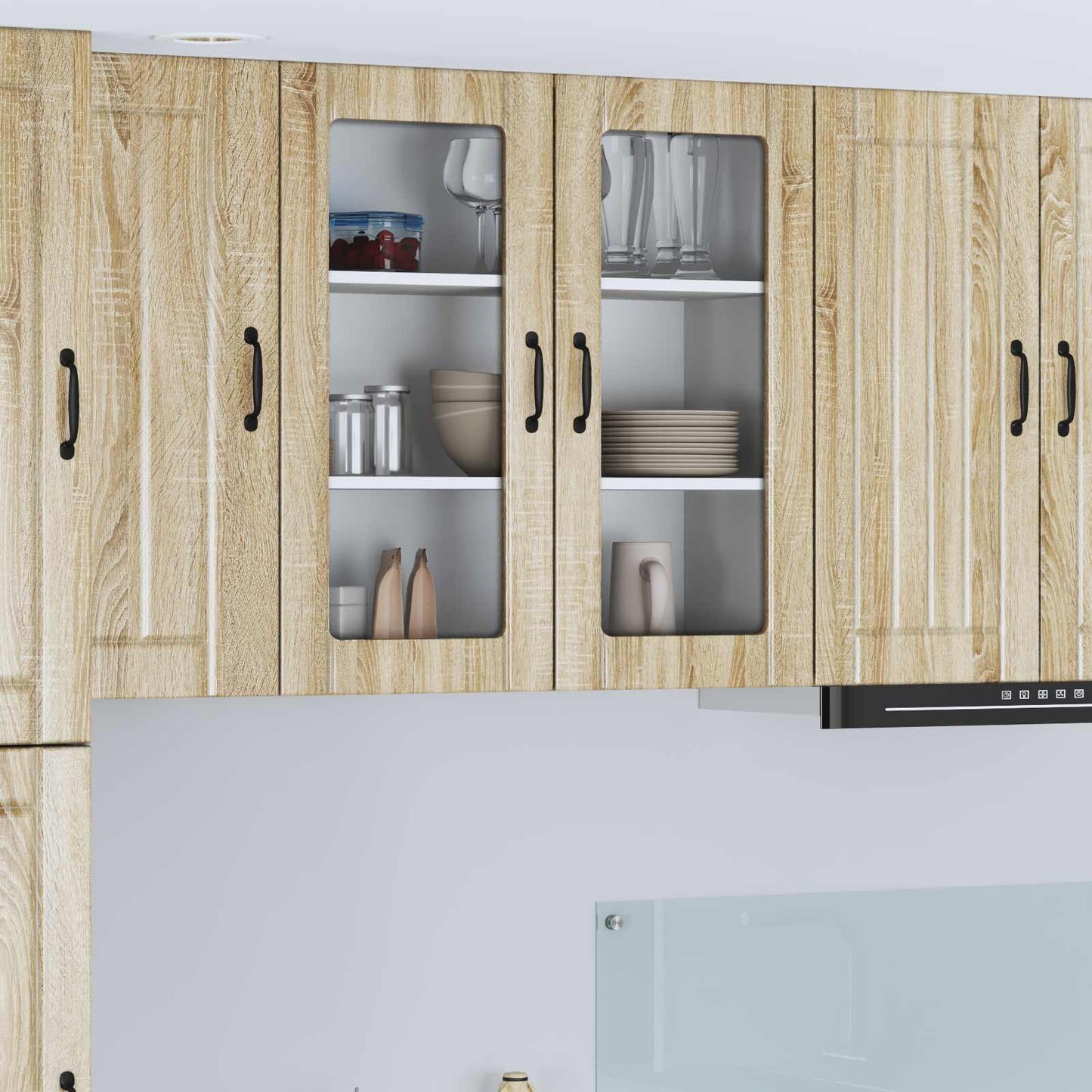 vidaXL Wall Glass Cabinet LUCCA Sonoma Oak 80 x 31 x 80 cm