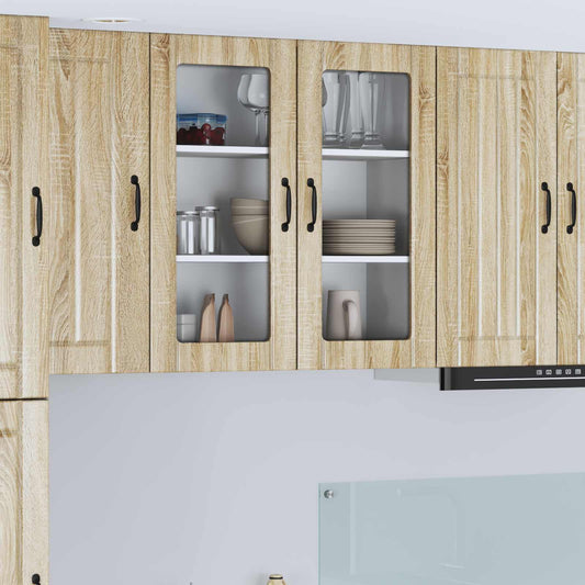 vidaXL Wall Glass Cabinet LUCCA Sonoma Oak 80 x 31 x 80 cm
